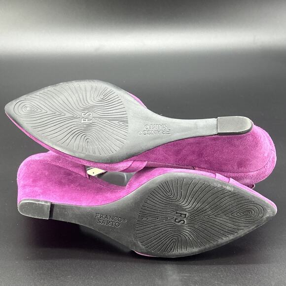 Franco Sarto FAYE Womens 8.5M Suede Wedge Heel Purple Strappy Ankle Holiday Chic - Picture 8 of 8